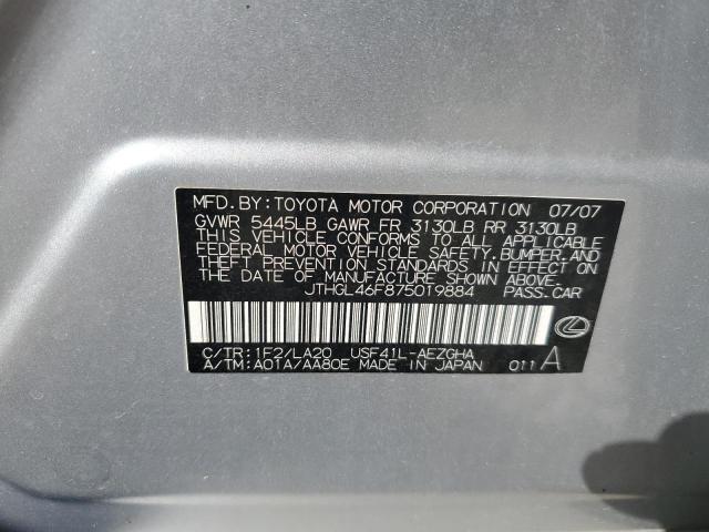 JTHGL46F875019884 - 2007 LEXUS LS 460L SILVER photo 12