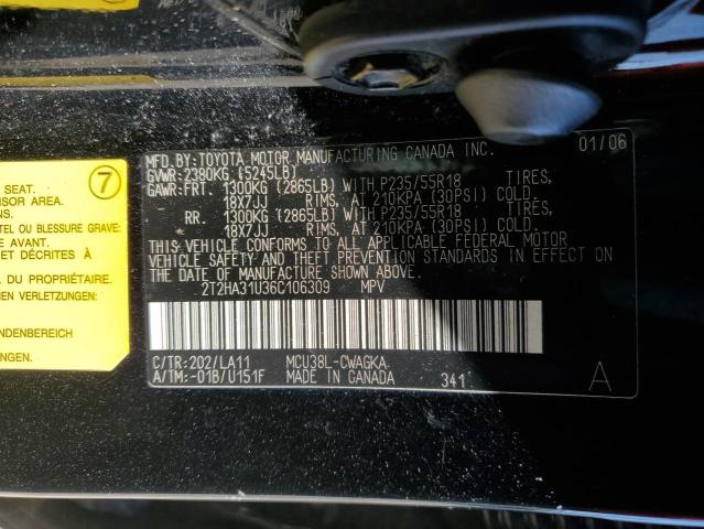 2T2HA31U36C106309 - 2006 LEXUS RX 330 BLACK photo 13