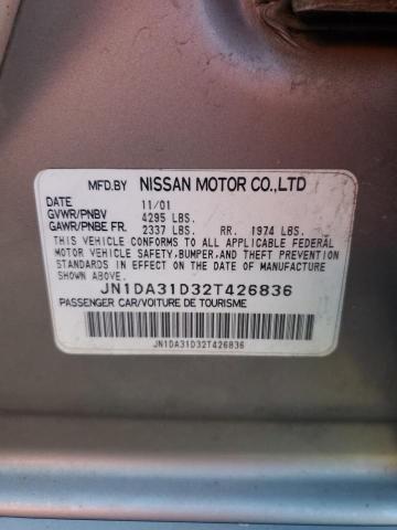 JN1DA31D32T426836 - 2002 NISSAN MAXIMA GLE GRAY photo 12