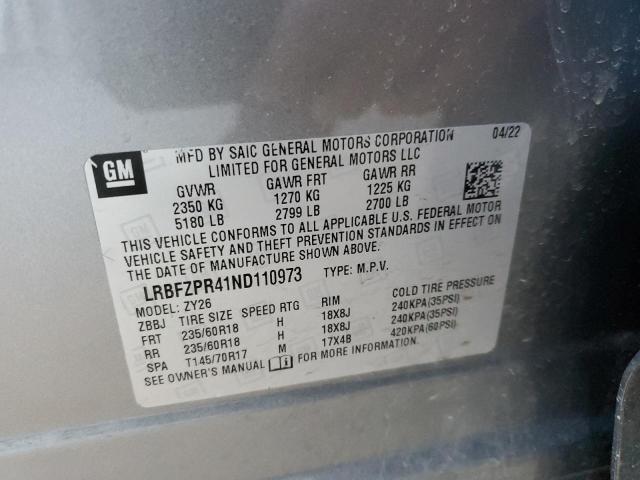 LRBFZPR41ND110973 - 2022 BUICK ENVISION ESSENCE GRAY photo 12