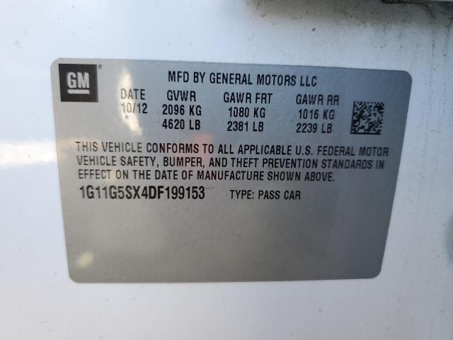 1G11G5SX4DF199153 - 2013 CHEVROLET MALIBU 3LT თეთრი ფოტო 12