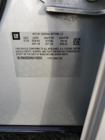 1G1RA6S55HU120650 - 2017 CHEVROLET VOLT LT SILVER photo 12