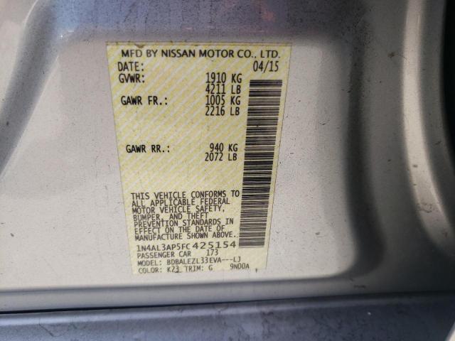 1N4AL3AP5FC425154 - 2015 NISSAN ALTIMA 2.5 SILVER photo 12