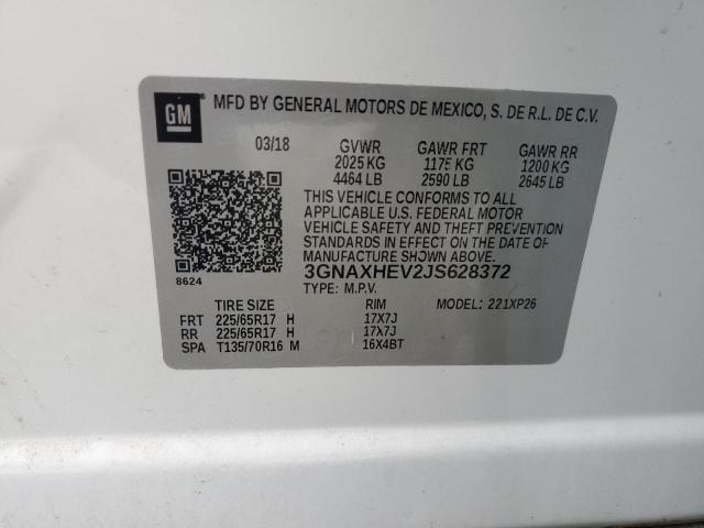 3GNAXHEV2JS628372 - 2018 CHEVROLET EQUINOX LS WHITE photo 13