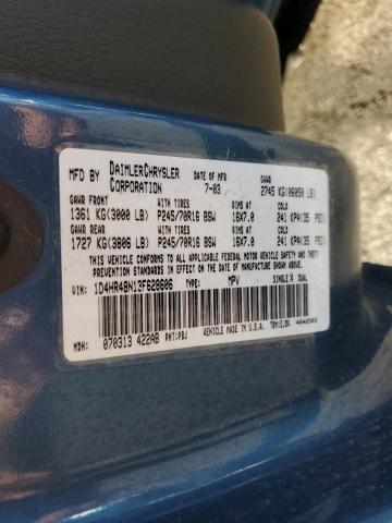 1D4HR48N13F628606 - 2003 DODGE DURANGO SLT BLUE photo 13