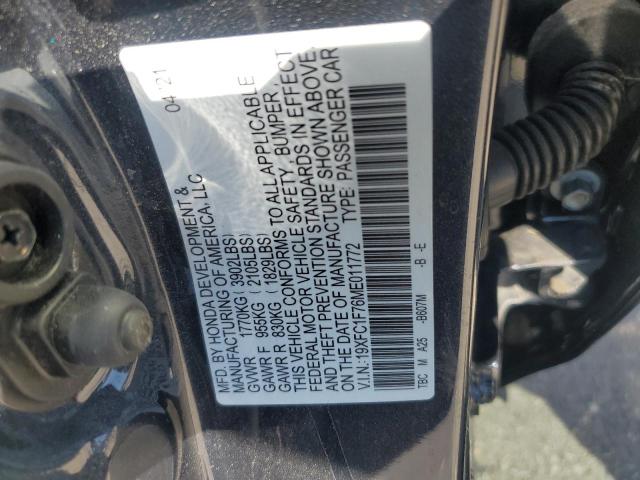 19XFC1F76ME011772 - 2021 HONDA CIVIC EXL გრაფიტი ფოტო 12