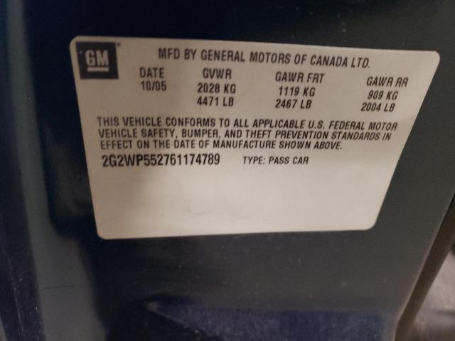 2G2WP552761174789 - 2006 PONTIAC GRAND PRIX 蓝色 照片 12