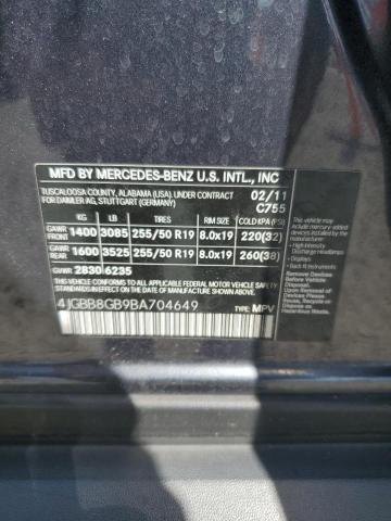 4JGBB8GB9BA704649 - 2011 MERCEDES-BENZ ML 350 4MATIC BLUE photo 13