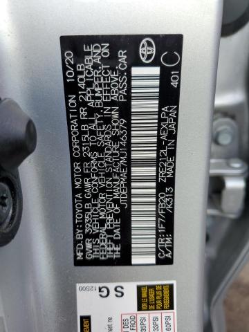 JTDEPMAE7MJ146379 - 2021 TOYOTA COROLLA LE SILVER photo 12