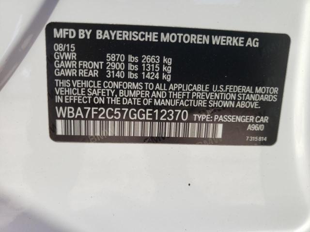 WBA7F2C57GGE12370 - 2016 BMW 750 XI WHITE photo 12