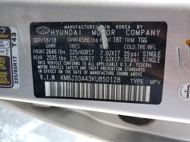 KM8J33A43KU850128 - 2019 HYUNDAI TUCSON LIMITED SILVER photo 14