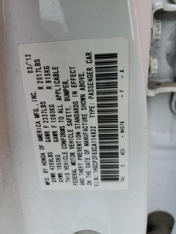 1HGCP2F6XCA114832 - 2012 HONDA ACCORD SE WHITE photo 12