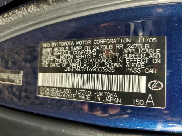 JTHFN48Y169003635 - 2006 LEXUS SC 430 BLUE photo 13