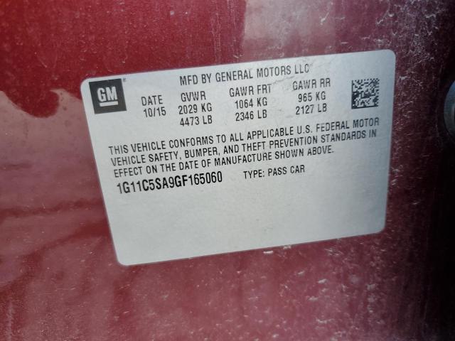 1G11C5SA9GF165060 - 2016 CHEVROLET MALIBU LIM LT Марун фото 12