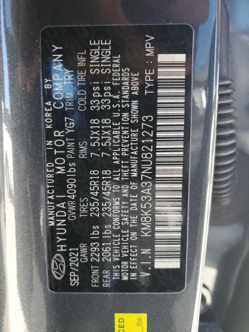 KM8K53A37NU821273 - 2022 HYUNDAI KONA LIMITED GRAY photo 13