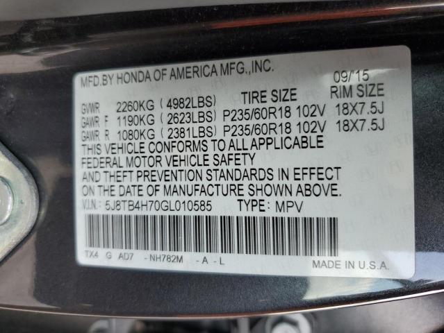 5J8TB4H70GL010585 - 2016 ACURA RDX ADVANCE Qara foto 13