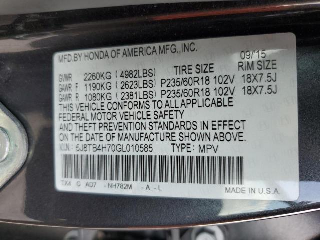 5J8TB4H70GL010585 - 2016 ACURA RDX ADVANCE BLACK photo 13