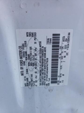 1FTKR1AD4APA77839 - 2010 FORD RANGER WHITE photo 12