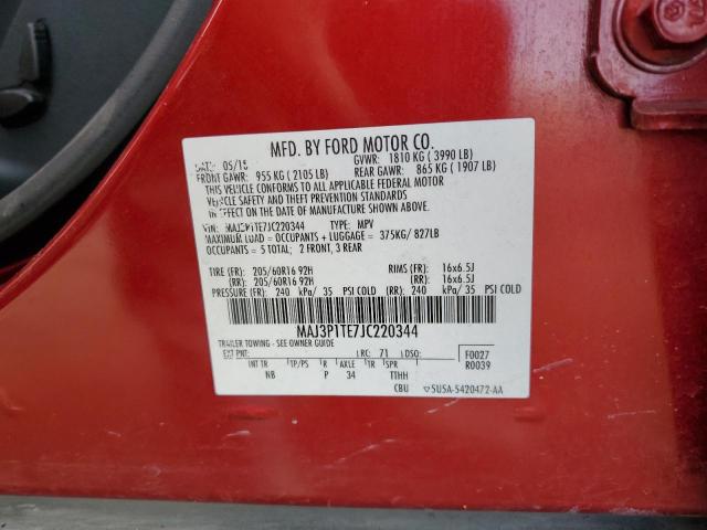 MAJ3P1TE7JC220344 - 2018 FORD ECOSPORT SE BURGUNDY photo 13