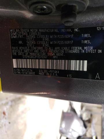 5TDYK3DC2FS570347 - 2015 TOYOTA SIENNA XLE GRAY photo 13