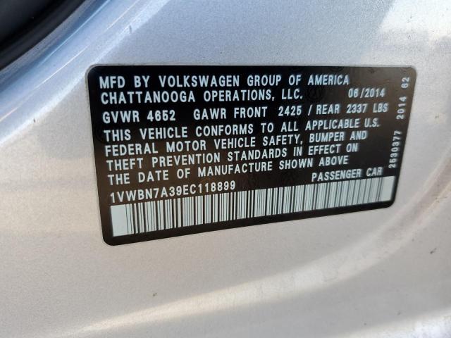 1VWBN7A39EC118899 - 2014 VOLKSWAGEN PASSAT SE SILVER photo 12