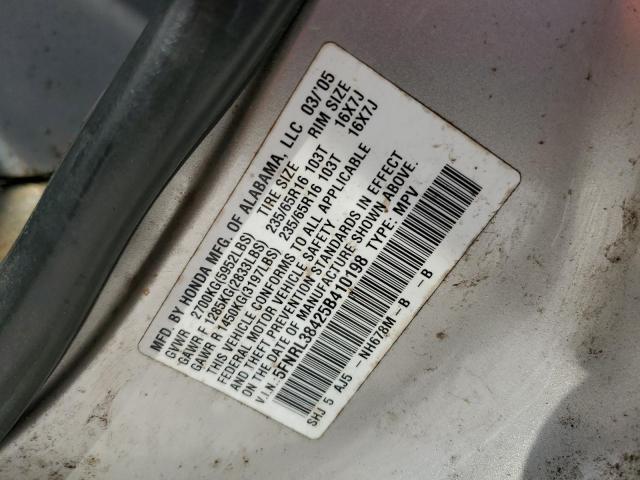 5FNRL38425B410198 - 2005 HONDA ODYSSEY EX SILVER photo 13