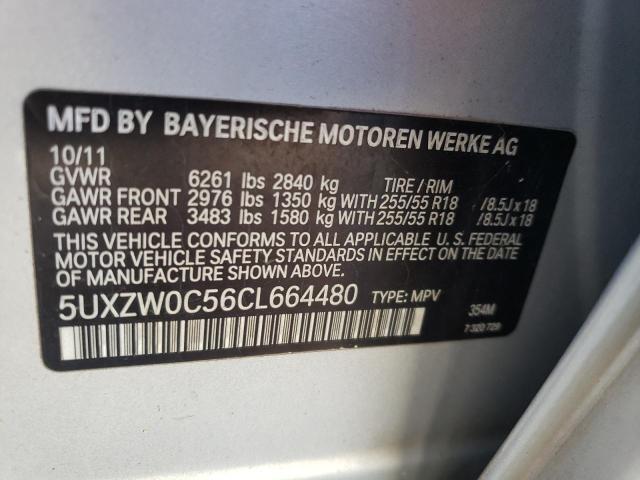 5UXZW0C56CL664480 - 2012 BMW X5 XDRIVE35D SILVER photo 13
