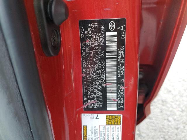 JTDKB20U973250136 - 2007 TOYOTA PRIUS RED photo 12