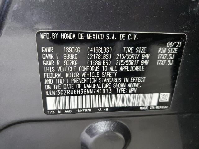 3CZRU6H38MM741913 - 2021 HONDA HR-V LX GRAY photo 13