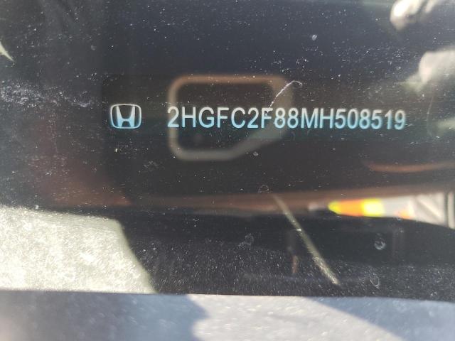 2HGFC2F88MH508519 - 2021 HONDA CIVIC SPORT WHITE photo 12