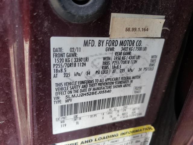 5LMJJ2H52BEJ05540 - 2011 LINCOLN NAVIGATOR ბურგუნდია ფოტო 12