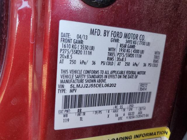 5LMJJ2J55DEL06202 - 2013 LINCOLN NAVIGATOR 红色 照片 13