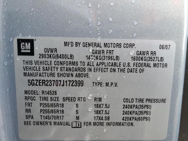 5GZER23707J172399 - 2007 SATURN OUTLOOK XR TEAL photo 13