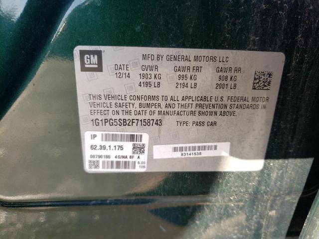 1G1PG5SB2F7158743 - 2015 CHEVROLET CRUZE LTZ GREEN photo 12