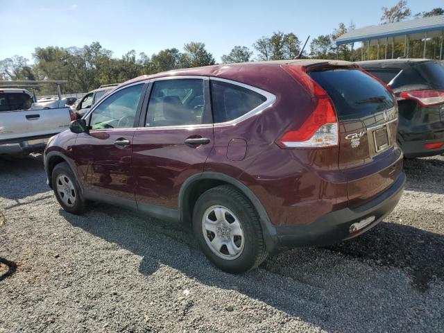 5J6RM3H32DL039893 - 2013 HONDA CR-V LX BURGUNDY photo 2