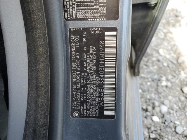 WBAEU33403PH90938 - 2003 BMW 325XI XI GRAY photo 12