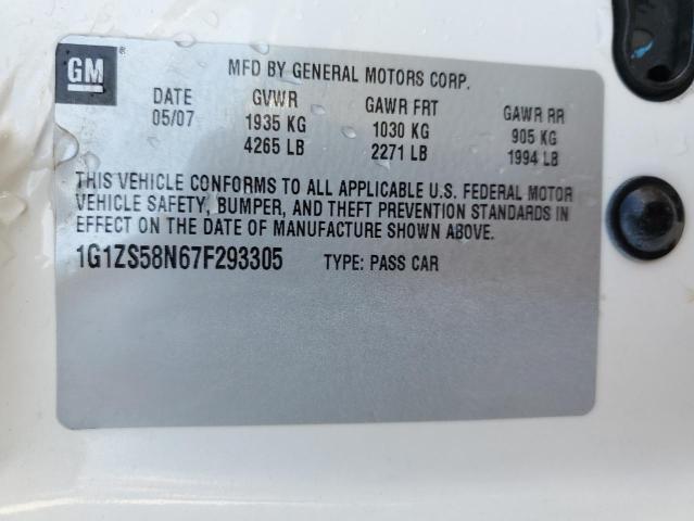 1G1ZS58N67F293305 - 2007 CHEVROLET MALIBU LS WHITE photo 13