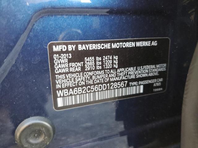 WBA6B2C56DD128567 - 2013 BMW 650 I BLUE photo 12