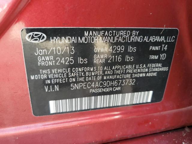 5NPEC4AC9DH673732 - 2013 HYUNDAI SONATA SE BURGUNDY photo 12