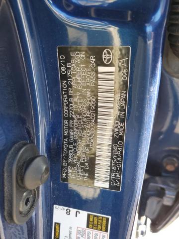 JTDKN3DU9A0219050 - 2010 TOYOTA PRIUS BLUE photo 12