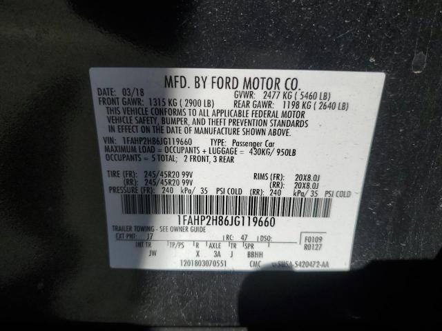 1FAHP2H86JG119660 - 2018 FORD TAURUS SEL CHARCOAL photo 12