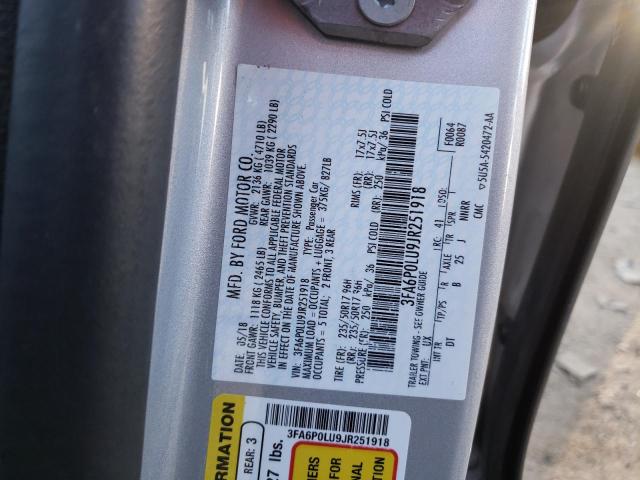 3FA6P0LU9JR251918 - 2018 FORD FUSION SE HYBRID SILVER photo 12