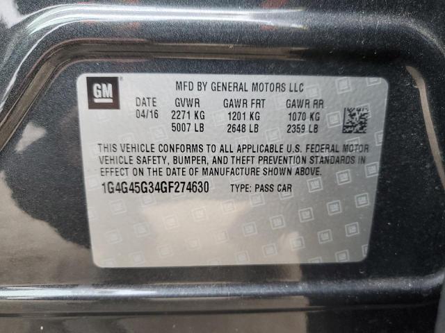 1G4G45G34GF274630 - 2016 BUICK LACROSSE SPORT TOURING GRAY photo 12