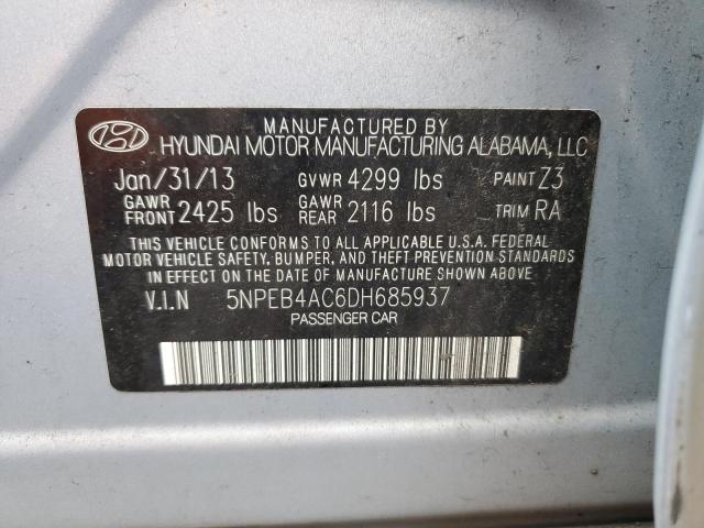 5NPEB4AC6DH685937 - 2013 HYUNDAI SONATA GLS BLUE photo 13