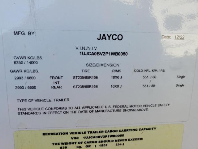 1UJCA0BV2P1WB0050 - 2023 JAYCO EAGLE WHITE photo 10