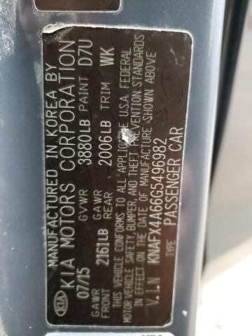 KNAFX4A66G5496982 - 2016 KIA FORTE LX BLUE photo 12