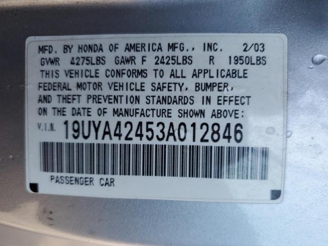 19UYA42453A012846 - 2003 ACURA 3.2CL SILVER photo 13
