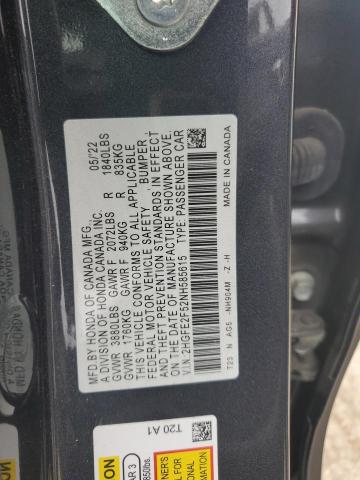 2HGFE2F52NH585615 - 2022 HONDA CIVIC SPORT 灰色 照片 12
