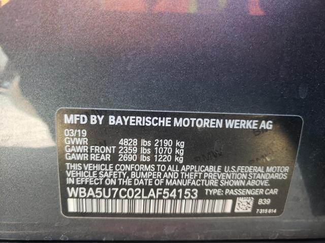 WBA5U7C02LAF54153 - 2020 BMW M340I GRAY photo 12