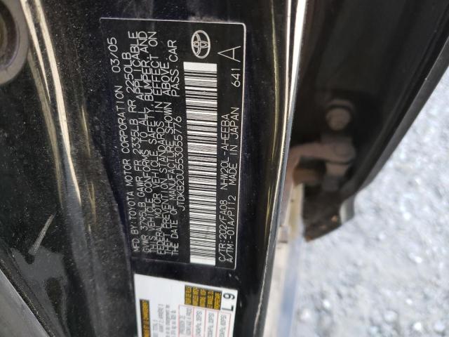 JTDKB20U553055776 - 2005 TOYOTA PRIUS BLACK photo 12